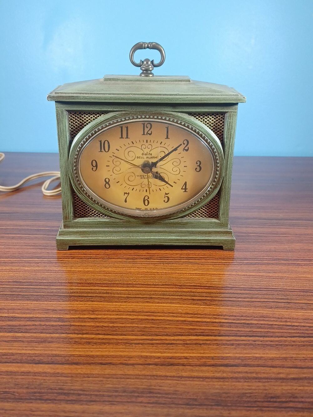 Vintage Green Westclox Dialite Bell Alarm Westclox Electric Clock Works 1960s